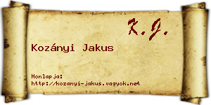 Kozányi Jakus névjegykártya
